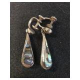 Ladies Vintage Abalone Dangle Earrings - Marked