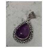 Amethyst Gemstone Pendant w/Silver Setting