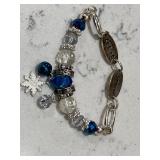 Vintage Winter Themed Art Murano Glass Bracelet