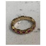 Vintage Pink Sapphire Gold Infinity Ring Band