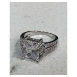 Large Sterling Diamond Wedding Ring