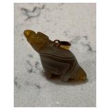 Vintage Hippopotamus Carved Agate Jasper Pendant