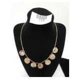 Ladies Gold Tone And Shell Necklace. No Markings