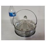 Antique Serving Dish With Silver Like Basket