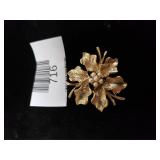 Ladies Gold Tone And Pearl Flower Brooch.  No