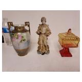 Vintage Hand Painted Nippon Vase, Figurine, And