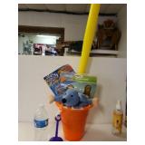 Sand Bucket With Contents To Include Ball Bat,
