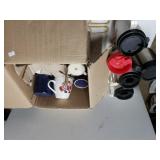 Assorted Plastic Travel Cups & Coffee mugs