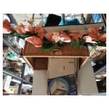 Basket,  Hanging Files, Floral Decor