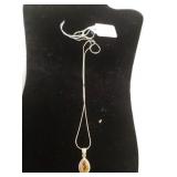 Sterling Silver Necklace With Yellow Stone