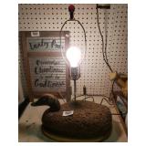 Cork Body Duck Decoy Lamp - No Shade - Works
