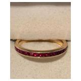Gold Tone Ruby Colored Cocktail Ring Size 8
