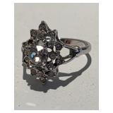 Platinum Tone Ladies Size 8 Cocktail Ring