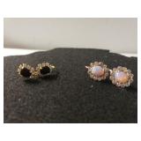 (2) Pair Vintage Ladies Gemstone Earrings