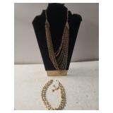 (2) Ladies Multi-strand Gold Tone Necklaces - 1