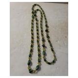 Ladies Long Green Beaded Necklace