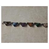 Ladies Unique Silvertone Bracelet W/Colorful