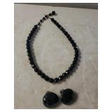 Ladies Vintage Black Faceted Beaded Necklace &