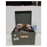 Large Metal File Box W/ Various Trading Cards -