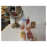 Lighted Mirror, Hand Soap,  Body Wash. Body Spray