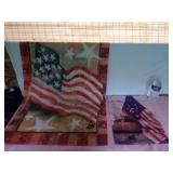 Two American Flag Flags - One Large & One Small