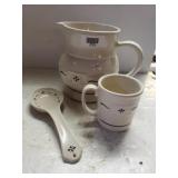 Longaberger Pitcher, Mug, Spoon Holder