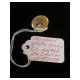 Maryland State Service Pin 10k With Stones