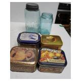 Blue Mason Jars, Vintage Containers