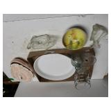 Assorted Glassware,  Pie Plate & More