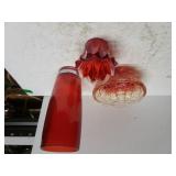 Amber Colored Bowl, Mikasa Candle Holder, Amber