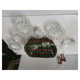 Assorted Clear Glassware,  Basket