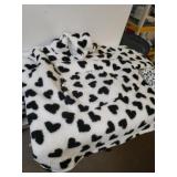 Black/white Heart Print Hoodie