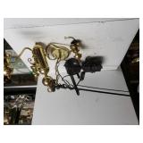 Ceramic Heat Lamp Gold Tone Hanging Light Fixture