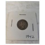 1942 Mercury Silver Dime Coin