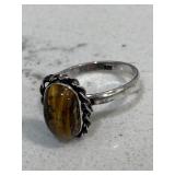 Sterling Tiger Eye Gemstone Ring