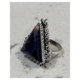 Sterling Gemstone Ring w/Triangular Blue Lapis