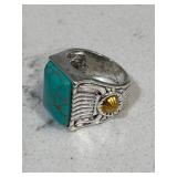 Tibetan Silver Turquoise Gemstone Ring