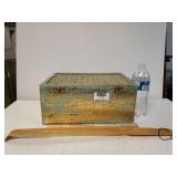 Wooden Goldwashed Box W/mirror In Lid & Wooden