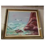 Seaside Ocean Painting - Signed Bucky 27.5×24