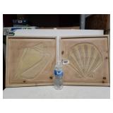 (2) Wooden Seashell Carved Wall Hangings - 15×15