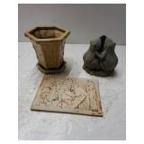 Frog Candle Holder, Vase & Ceramic Plate