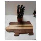 Farberware Knife Set & Wooden Pig Cutting Board