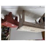 White & Red Wooden Benches