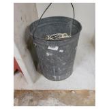 Bucket With Contents To Include Chain And Rope