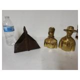 Brass Amish Figures And Antique Metal Napkin