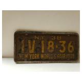 Antique New York License Plate