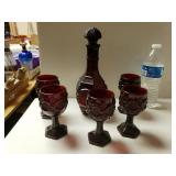 Ruby Red Decanter And Glasses