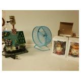 Lamp, Gerbil Wheel, And King And Queen Figures