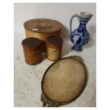 Assorted Containers,  Pottery Vase,  Tray