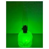 Very Old Uranium Glass Oil Lamp